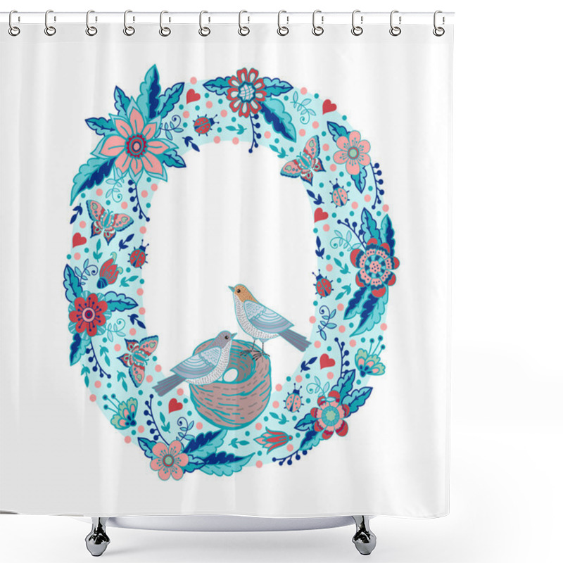 Personality  Floral Alphabet Letter O Shower Curtains