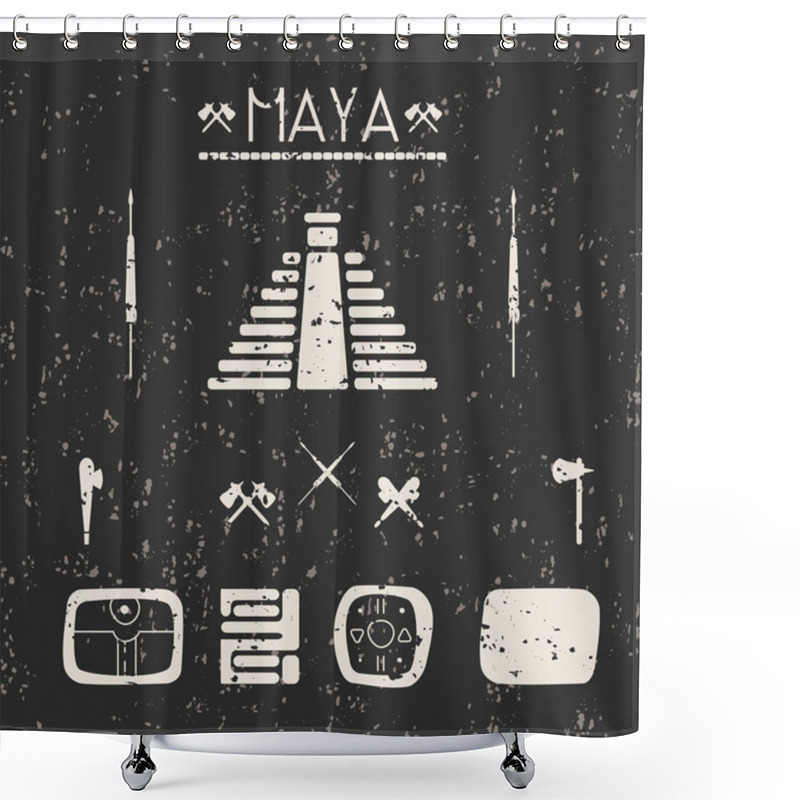 Personality  Design Elements Mystical Signs And Symbols Of The Maya. Shower Curtains