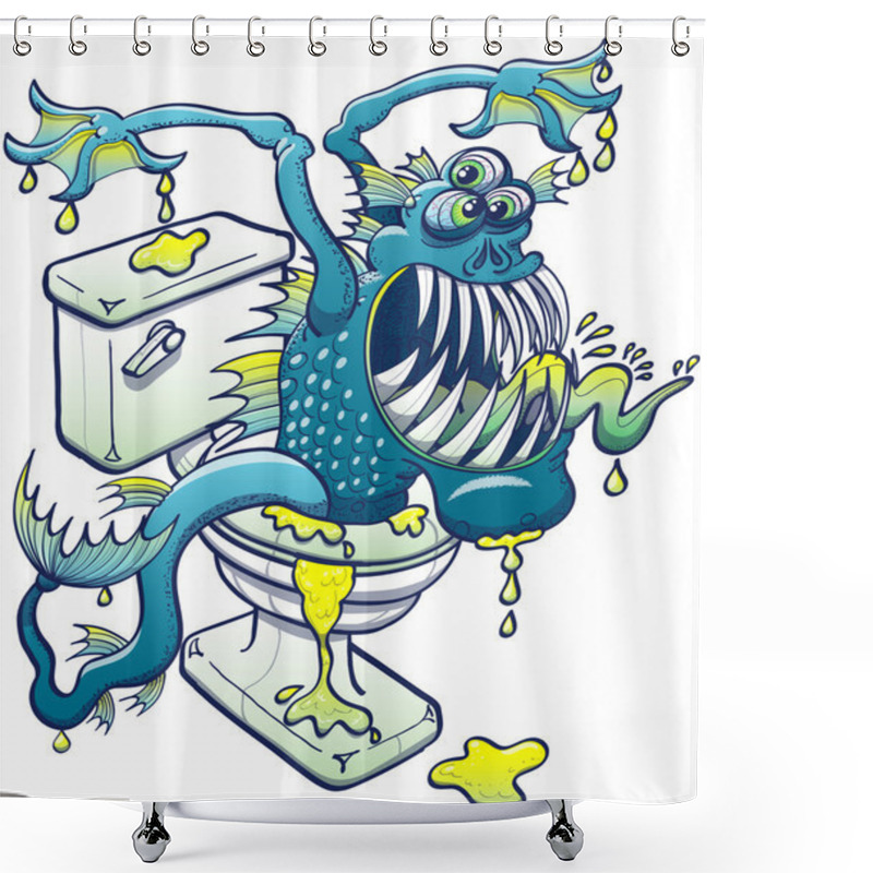 Personality  Scary Aquatic Blue Monster Shower Curtains