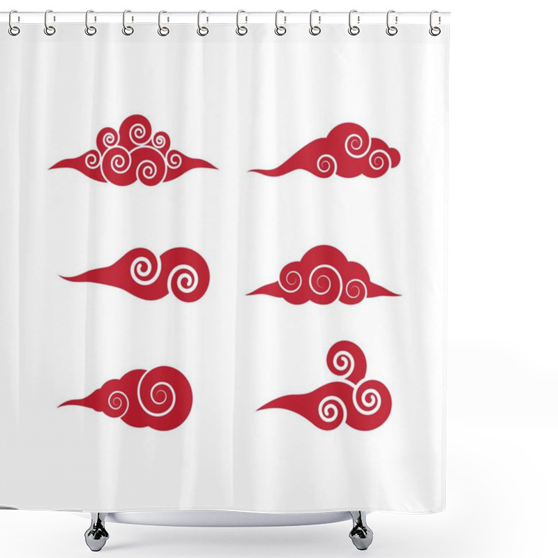 Personality  Chinese Clouds Icon Vector Flat Design Shower Curtains