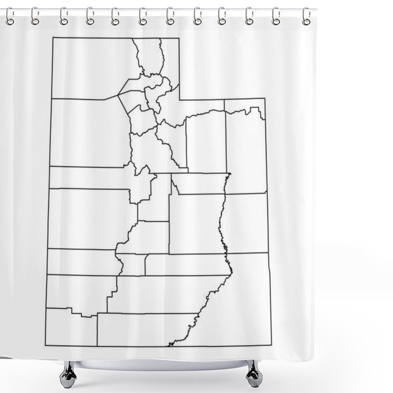 Personality  Utah State Map With Counties. Vector Illustration. Shower Curtains