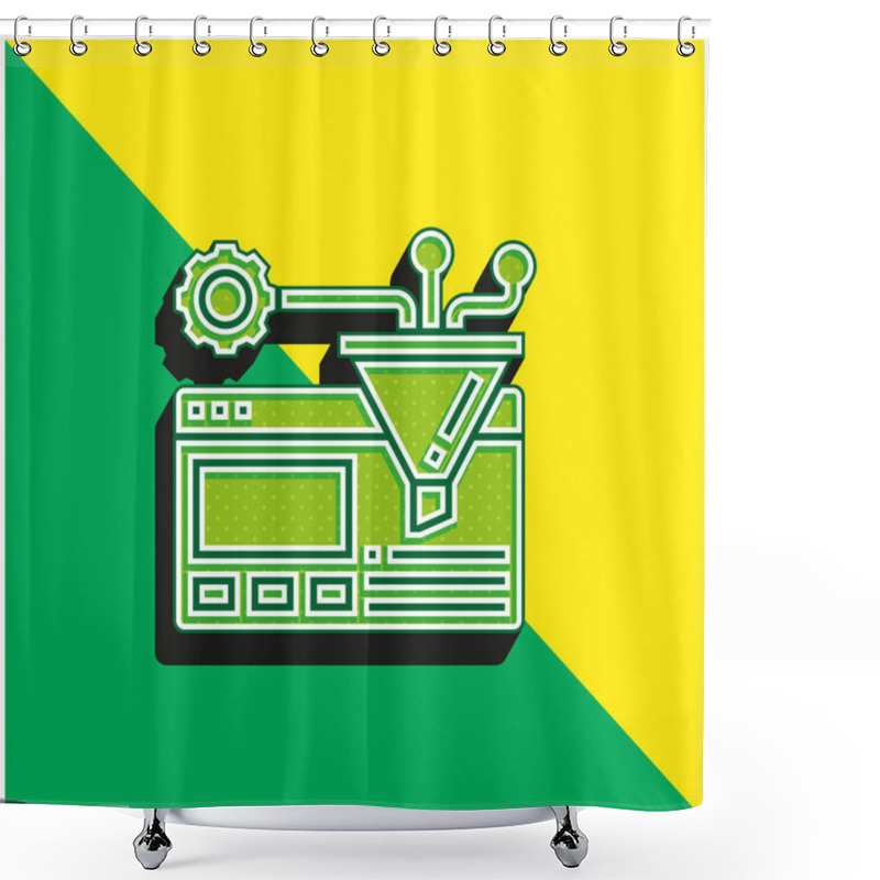 Personality  Algorithm Green And Yellow Modern 3d Vector Icon Logo Shower Curtains