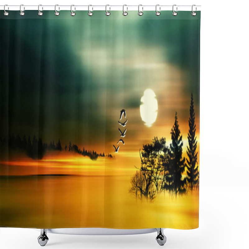 Personality  Beautiful Saturated Landscape Shower Curtains