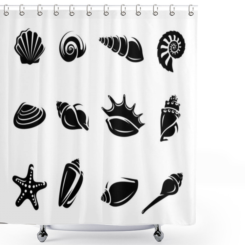 Personality  Seashells Set. Vector Shower Curtains