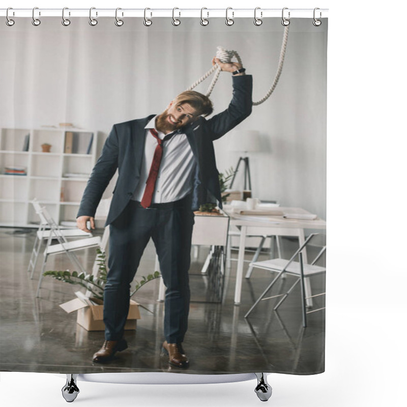 Personality  Businessman Trying To Hang Himself  Shower Curtains