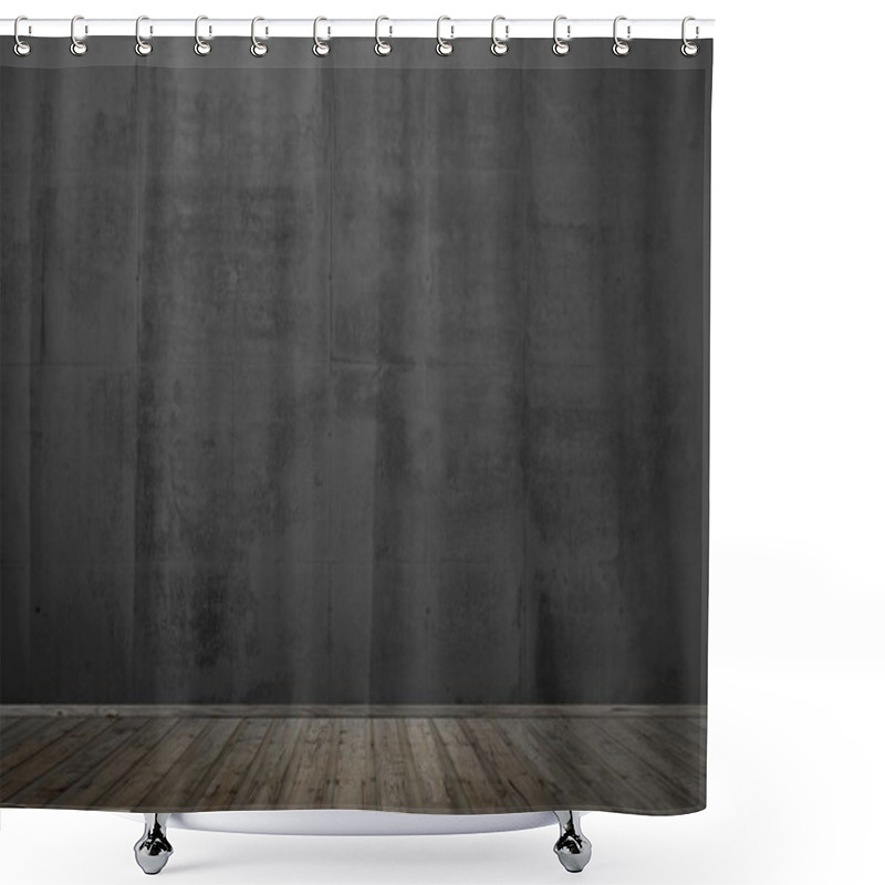 Personality  Empty Dark Room With Wooden Floor Shower Curtains