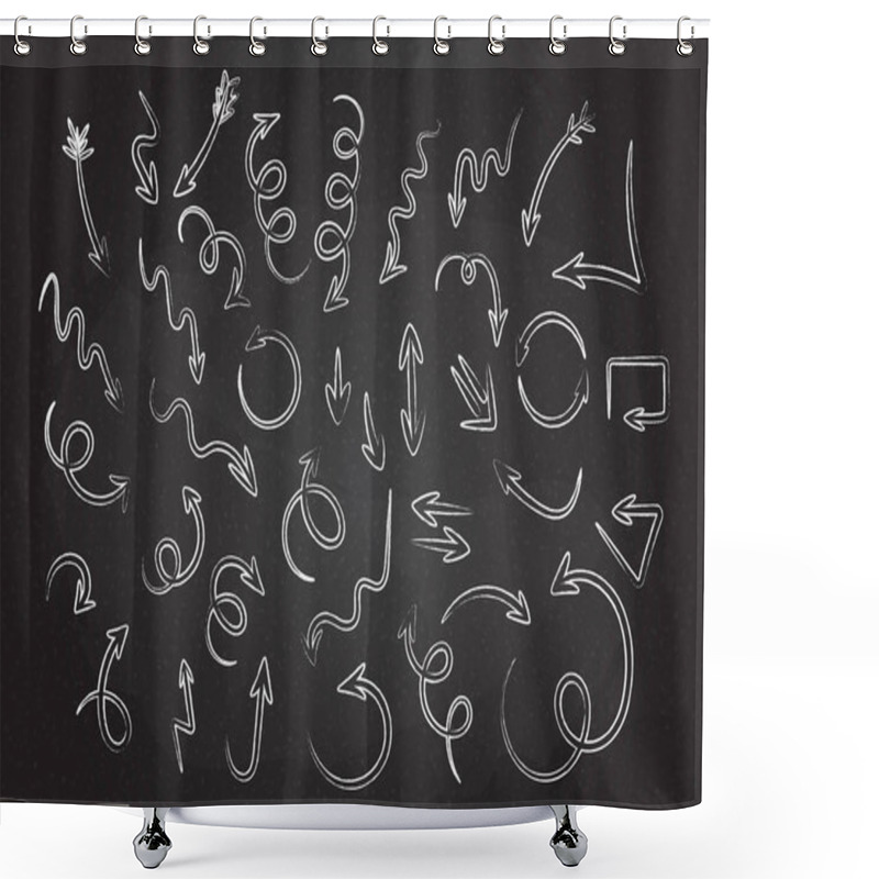 Personality  Hand Drawn Chalk Style Arrows Collection Vector Shower Curtains