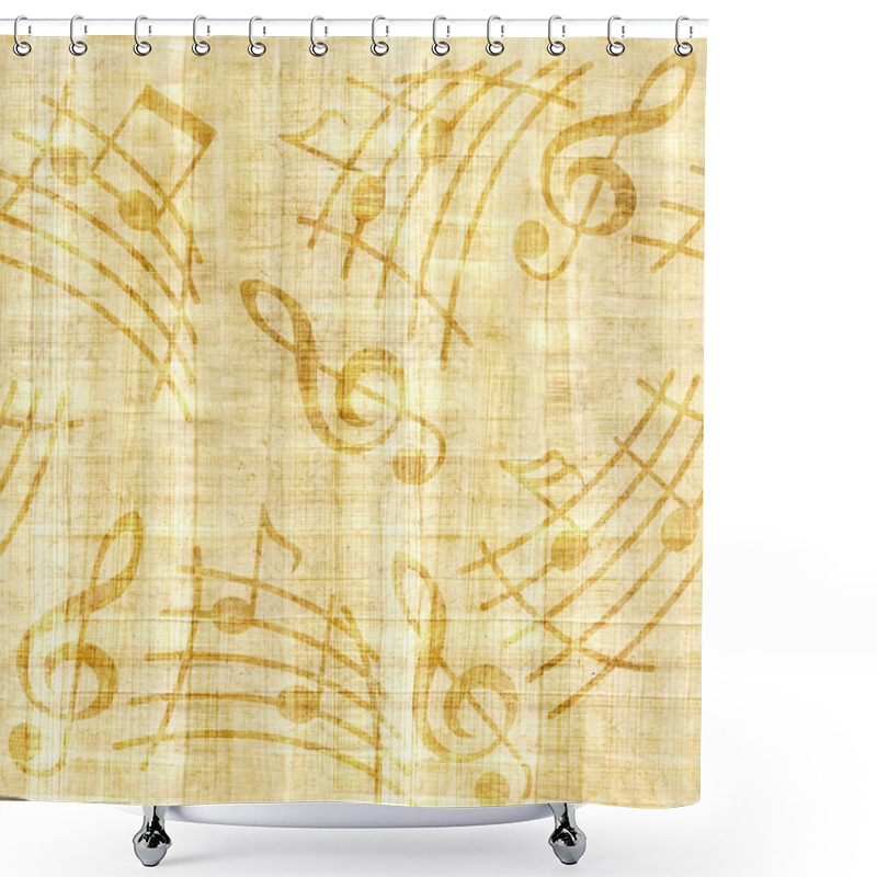 Personality  Abstract Decorative Music Notes - Papyrus Texture - Seamless Background Shower Curtains