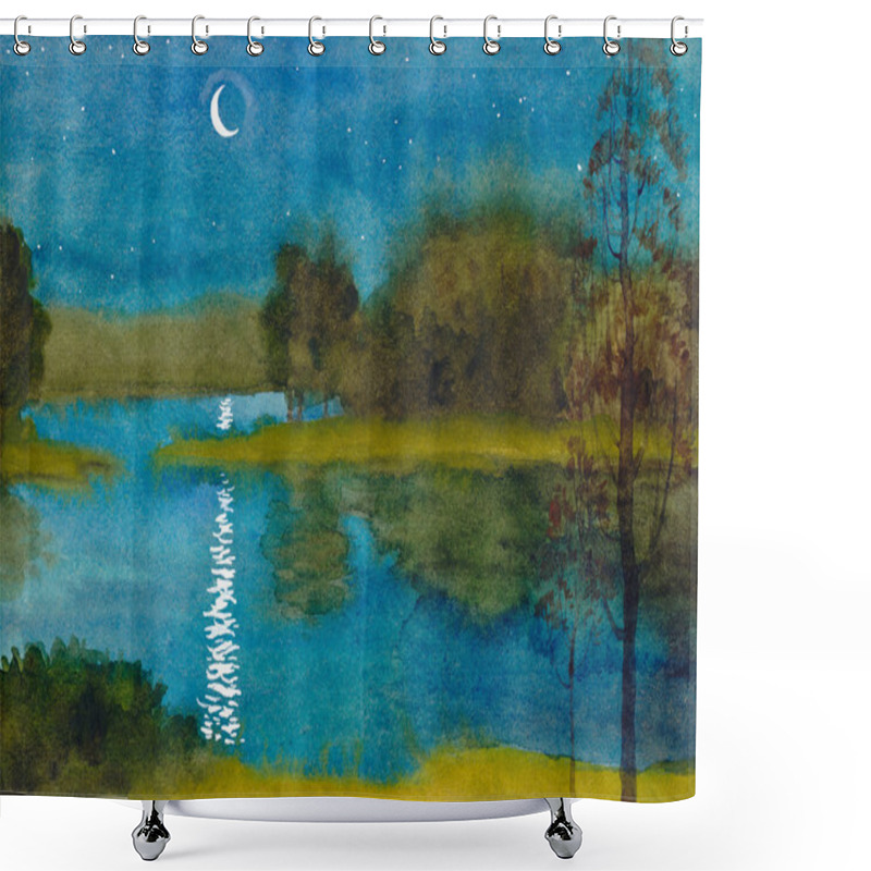 Personality  Quiet Moonlit Night Shower Curtains