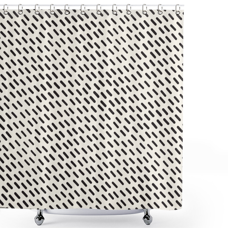 Personality  Hand Drawn Scattered Wavy Lines Monochrome Texture. Vector Seamless Black And White Pattern Shower Curtains