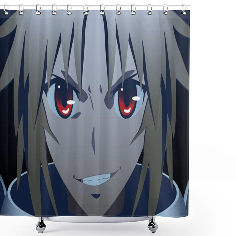 Personality  Anime Eyes. Anime Face From Cartoon With Red Eyes. Vector Illustration Shower Curtains