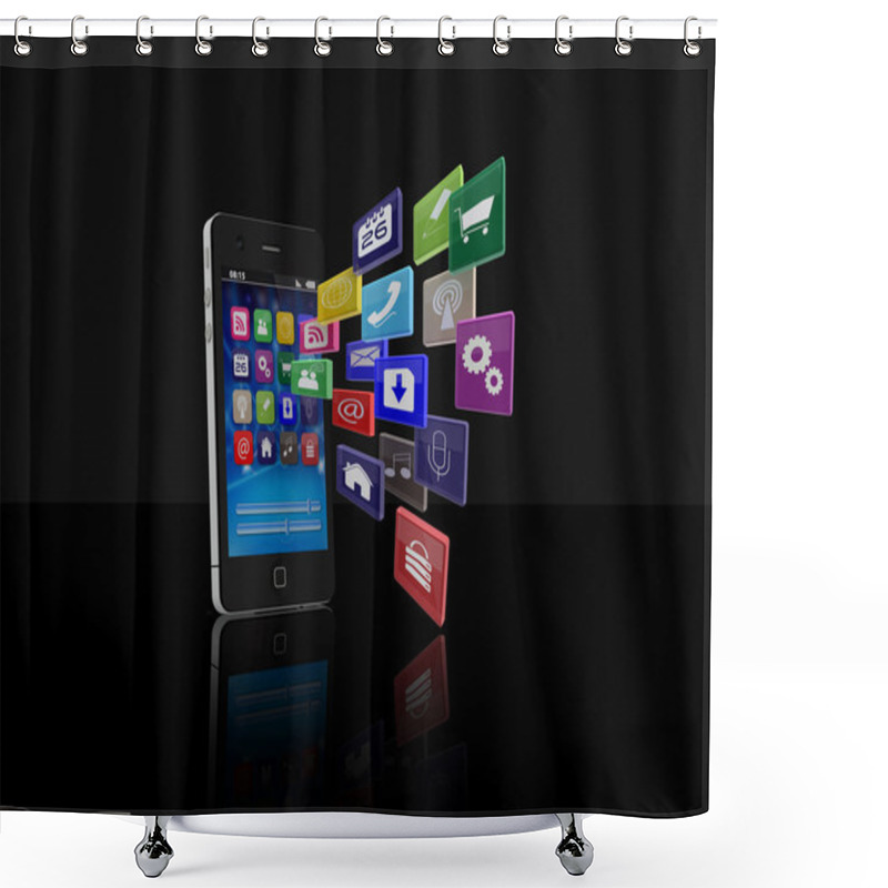 Personality  Smartphone With Cloud Of Application Icons Shower Curtains