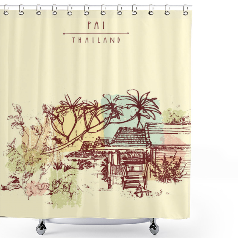 Personality  Pai Town Postcard Template Shower Curtains