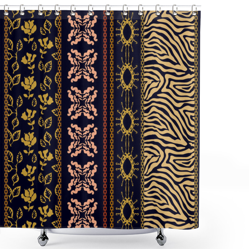 Personality  Set Of Rich Retro Lace Borders With Bohemian Motifs. Shower Curtains