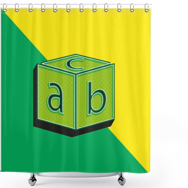 Personality  Block With Letters Green And Yellow Modern 3d Vector Icon Logo Shower Curtains