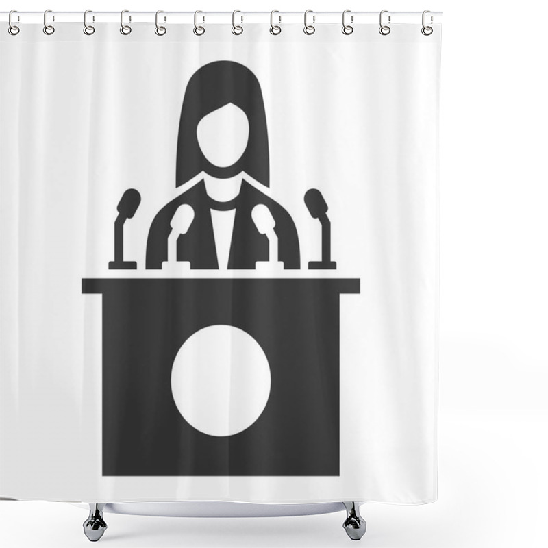 Personality  Public Speaker Icon On White Background. Vector Shower Curtains