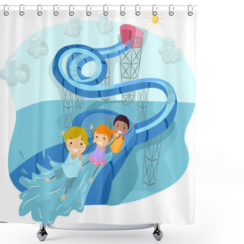 Personality  Water Slide Loop Shower Curtains