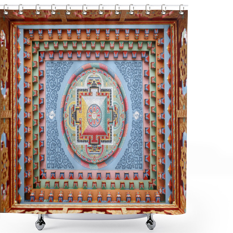 Personality  Tibetan Mandala Painting On Monestery Ceiling, Upper Pisang, Nepal Shower Curtains