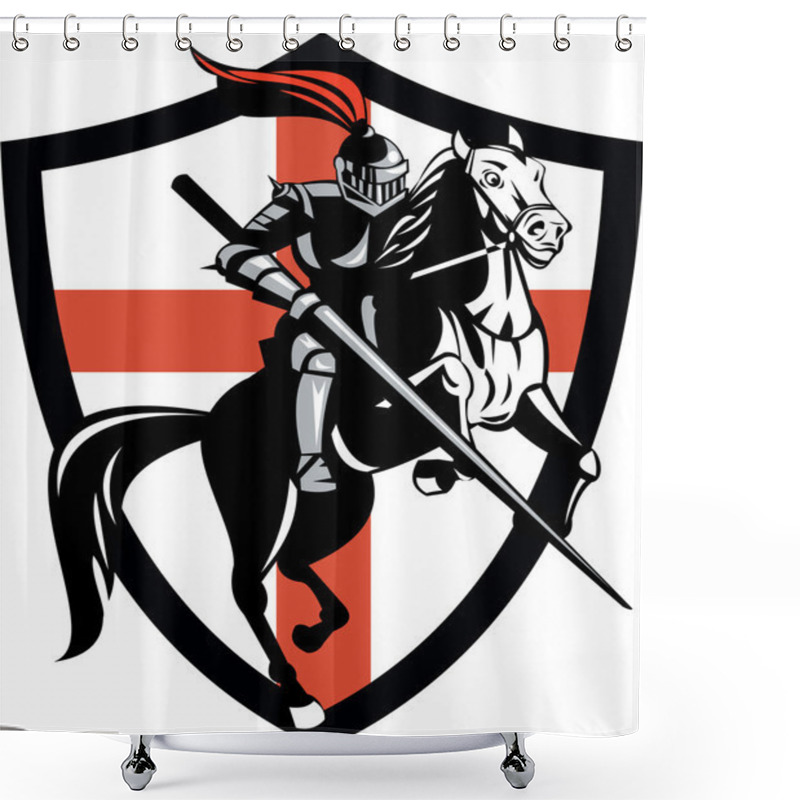 Personality  English Knight Riding Horse England Flag Retro Shower Curtains