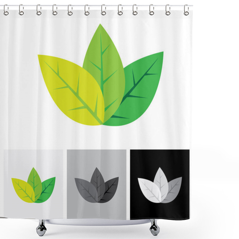 Personality  Green Eco Friendly Concept Logo Vector Icon - Abstract Leaves. Shower Curtains