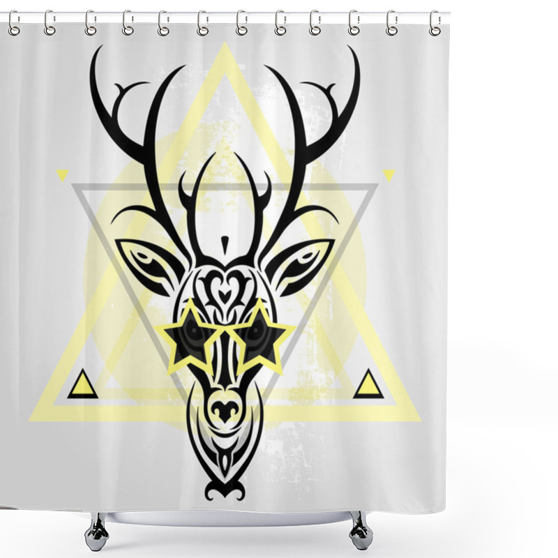 Personality  Deer Head. Tribal Pattern. Shower Curtains