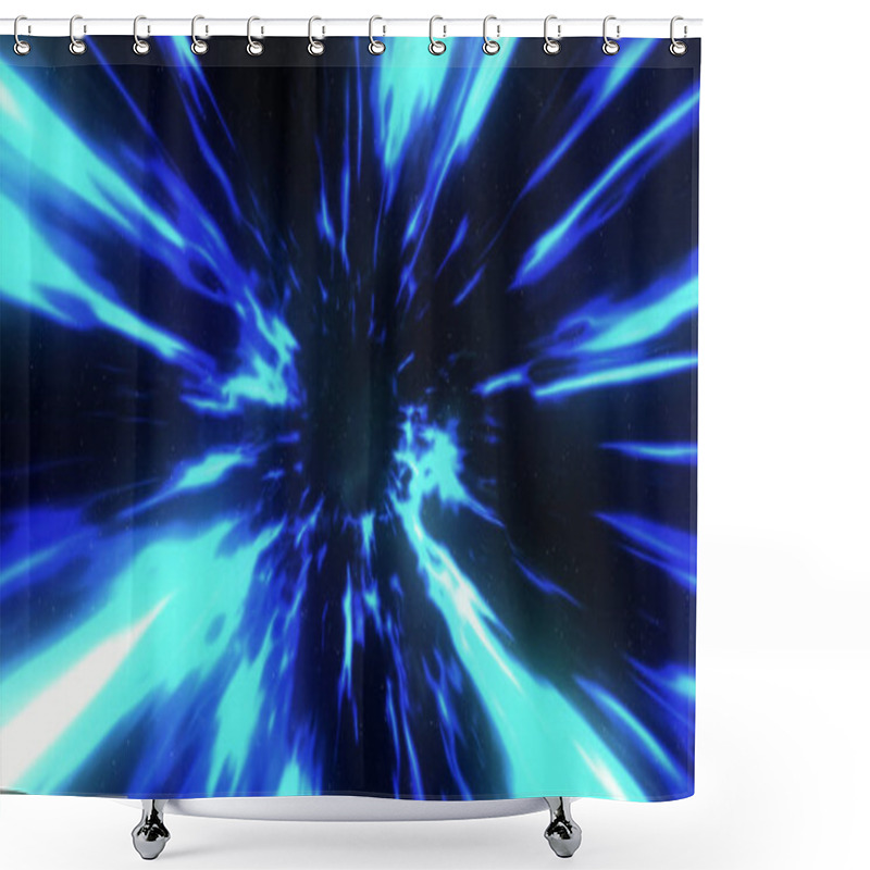 Personality  3d Illustration With Wormhole Interstellar Travel Through A Blue Force Field With Galaxies And Stars, For A Space-time Continuum Background Shower Curtains