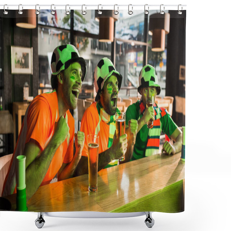 Personality  Football Fans Watching Game And Cheering In Bar Shower Curtains