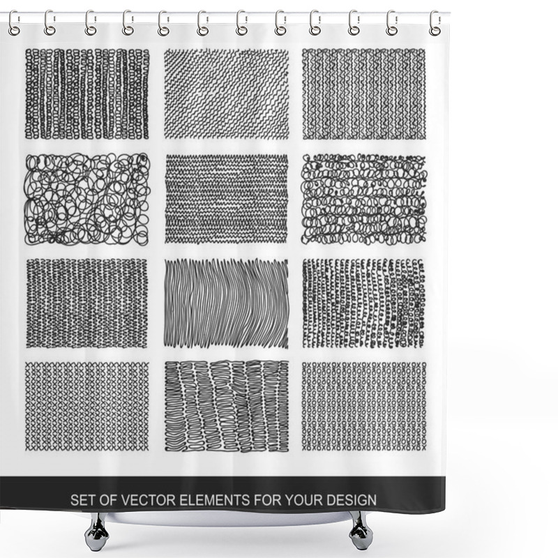 Personality  Collection Of Textures, Brushes, Graphics, Design Element. Hand- Shower Curtains