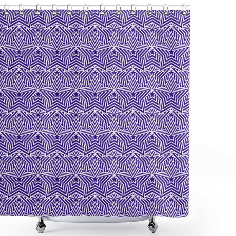 Personality  Purple And White Star Tiles Pattern Repeat Background Shower Curtains