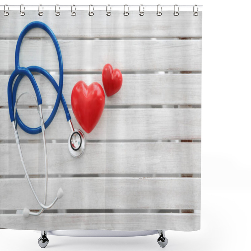 Personality  Stethoscope And Red Heart  Shower Curtains