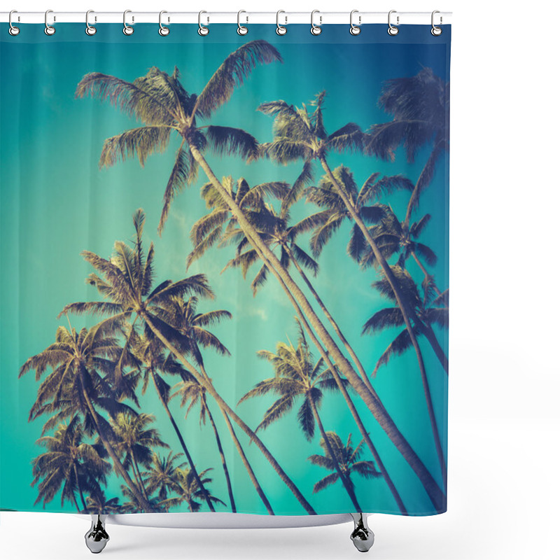 Personality  Retro Diagonal Palm Trees In Hawaii Shower Curtains