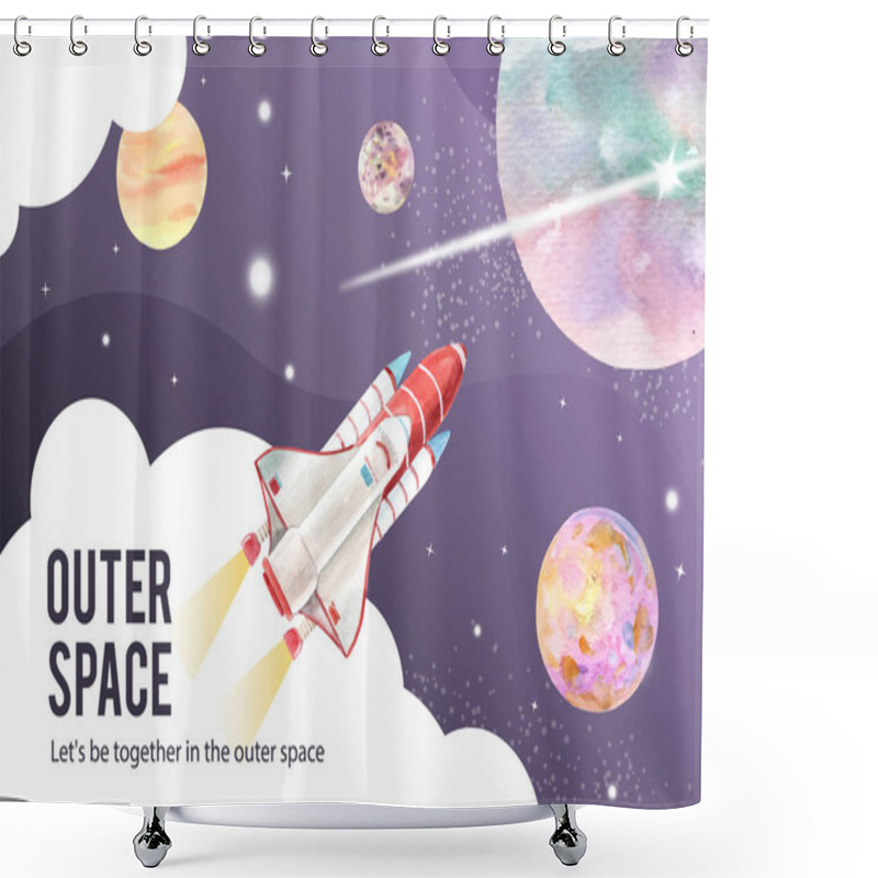 Personality  Stylish Galaxy Frame Template Design With Text, Vector Illustration Shower Curtains