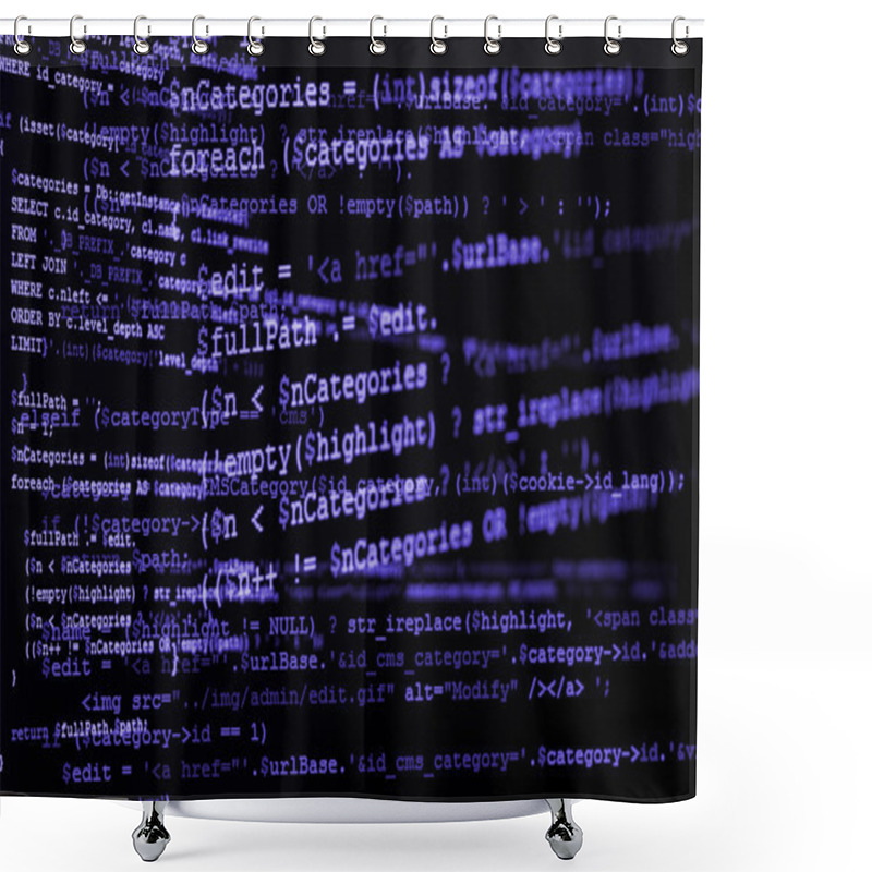 Personality  Programming Code On Black Screen, Purple Text Shower Curtains