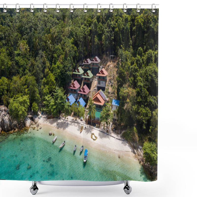 Personality  Aerial View Of Romantic Beach In Perhentian Island, Malaysia Shower Curtains