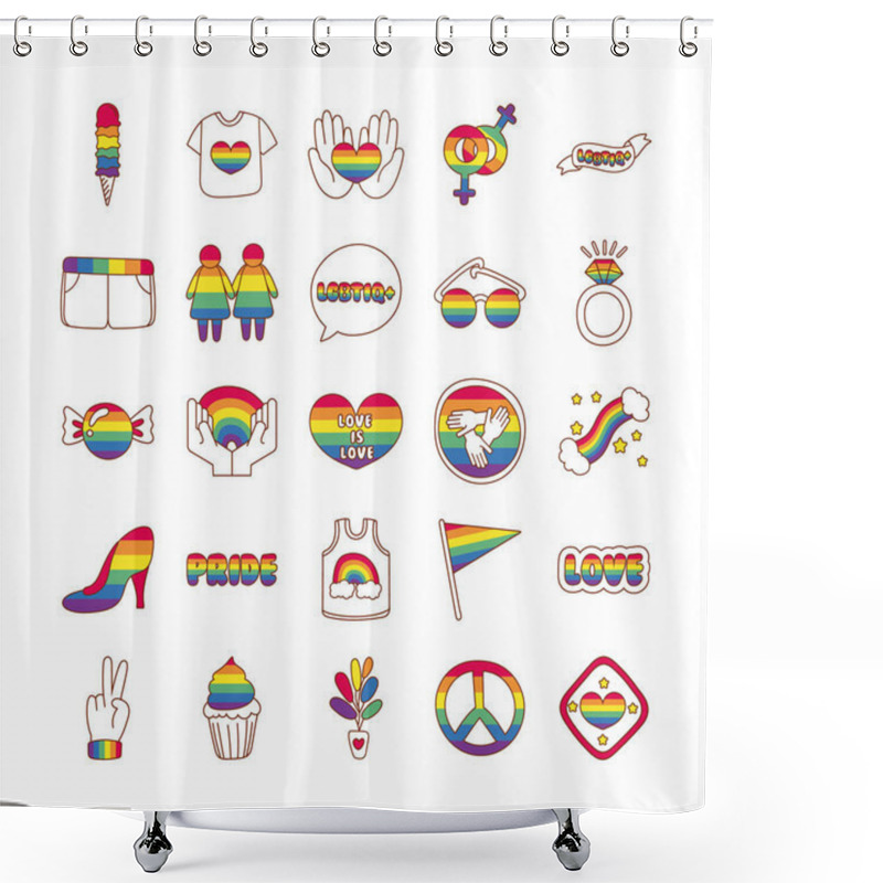 Personality  Bundle Of Lgbtq Set Icons Shower Curtains