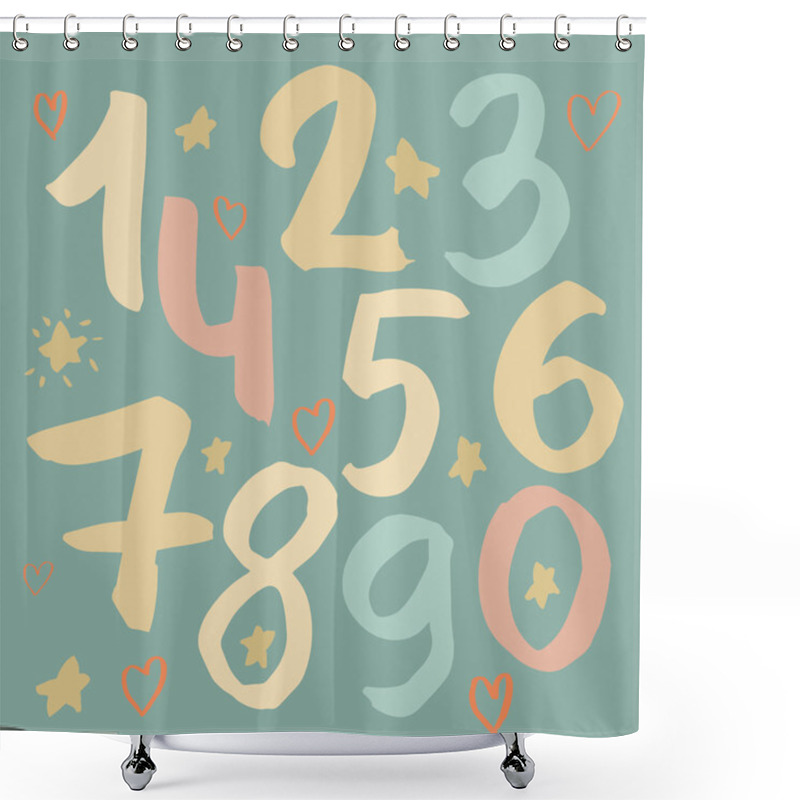 Personality  Cute Numbers Ink Shower Curtains