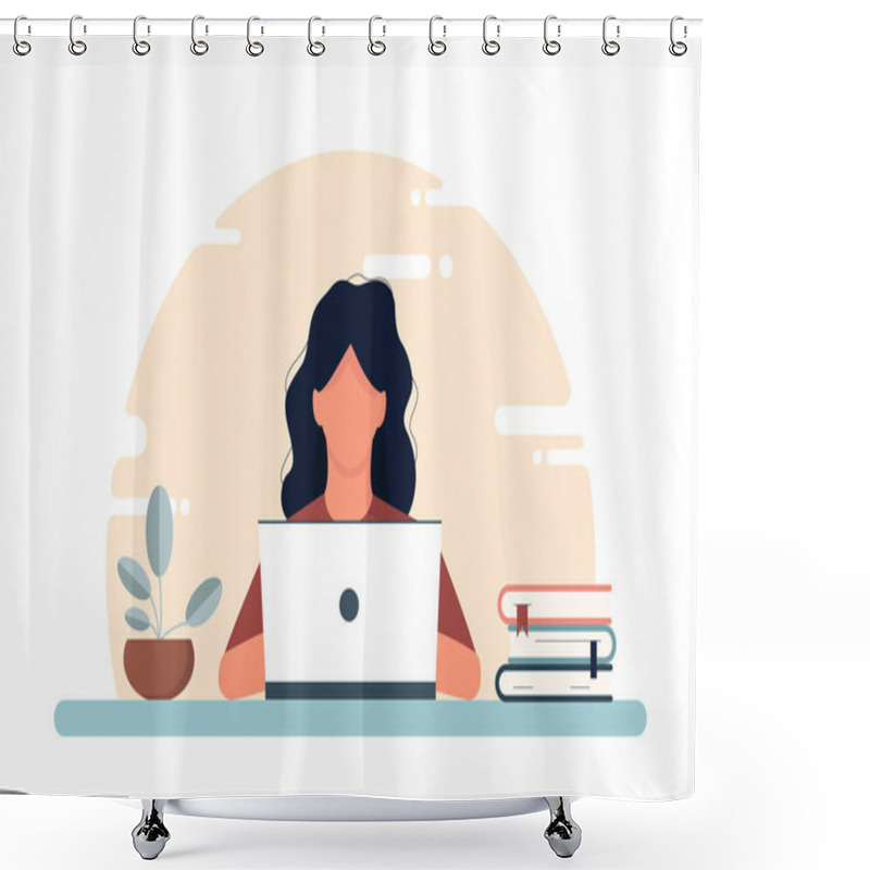 Personality  Vector Home Work Concept On Isolated Background Shower Curtains