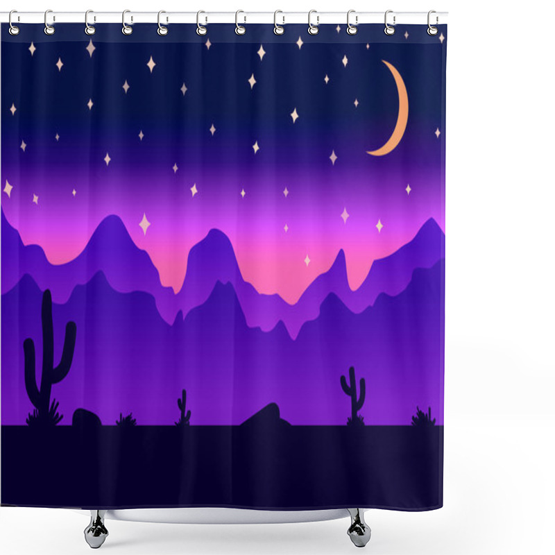 Personality  Desert Parallax Background Night Vector Illustration Shower Curtains