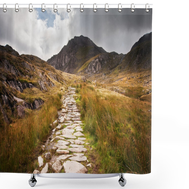 Personality  View Along Footpath In Mountains Towards Glyder Fawr Snowdonia N Shower Curtains