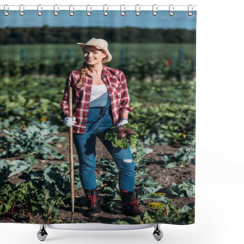 Personality  Farmer Harvesting Beets Shower Curtains