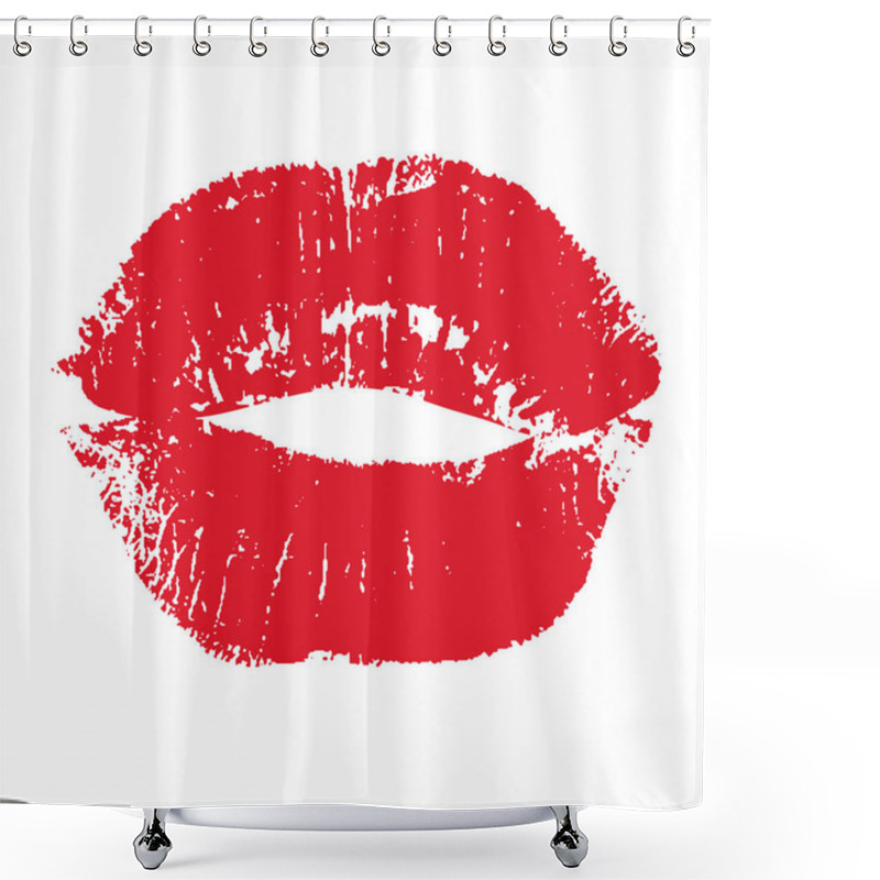 Personality  Print Of Red Lips. Vector Illustration On A White Background. EPS Shower Curtains