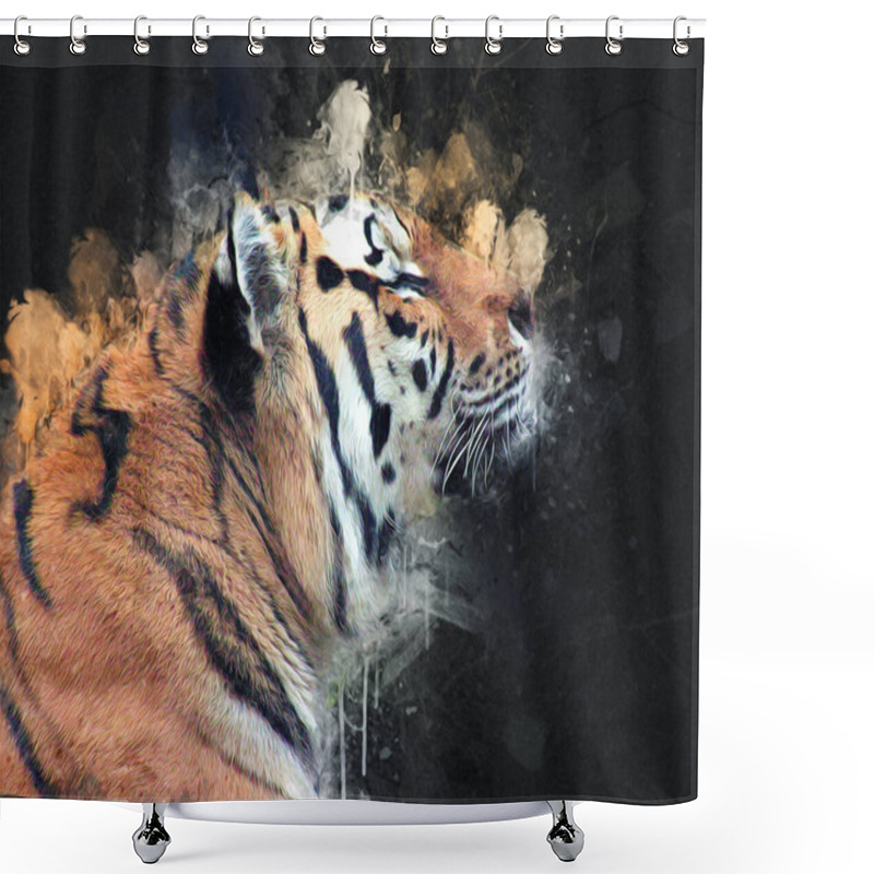 Personality  Tiger Art Illustration Old Drawing Shower Curtains