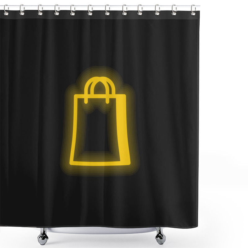 Personality  Big Shopping Bag Yellow Glowing Neon Icon Shower Curtains