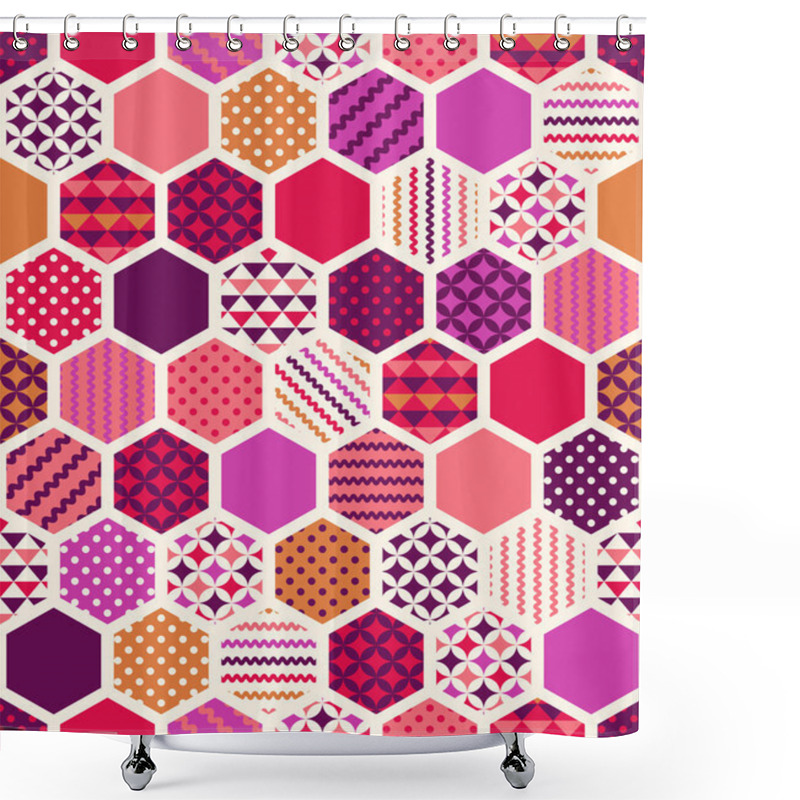 Personality  Geometric Hexagonal Honeycoms Pattern Shower Curtains