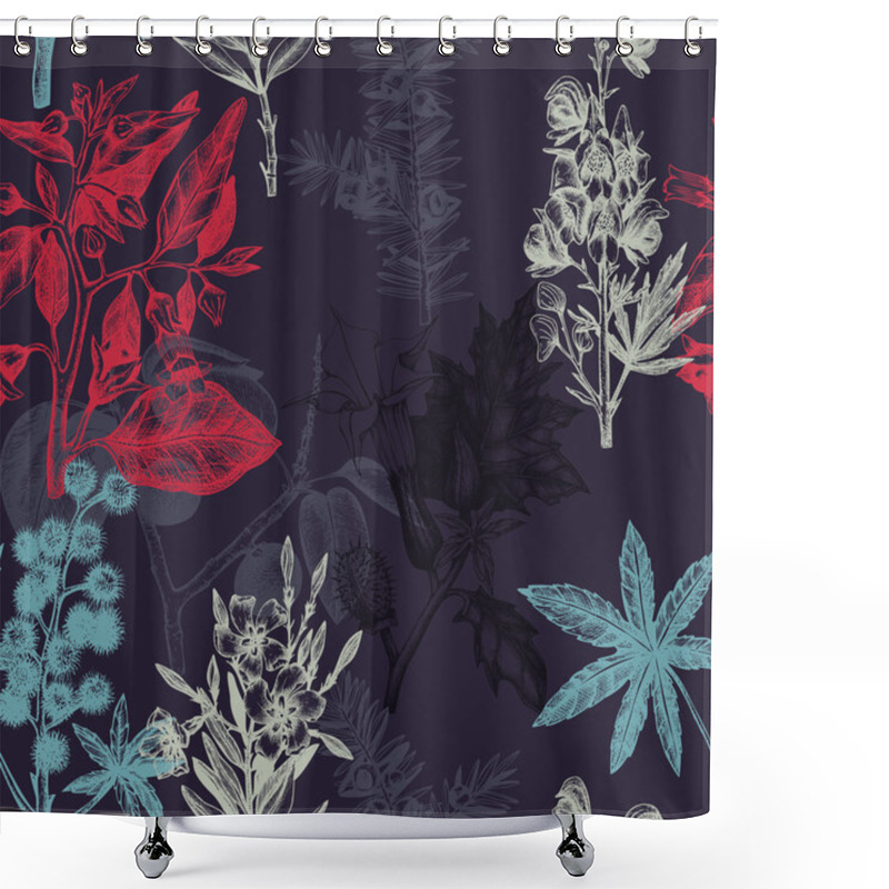 Personality  Botanical Pattern With Poisonous Flowers Shower Curtains