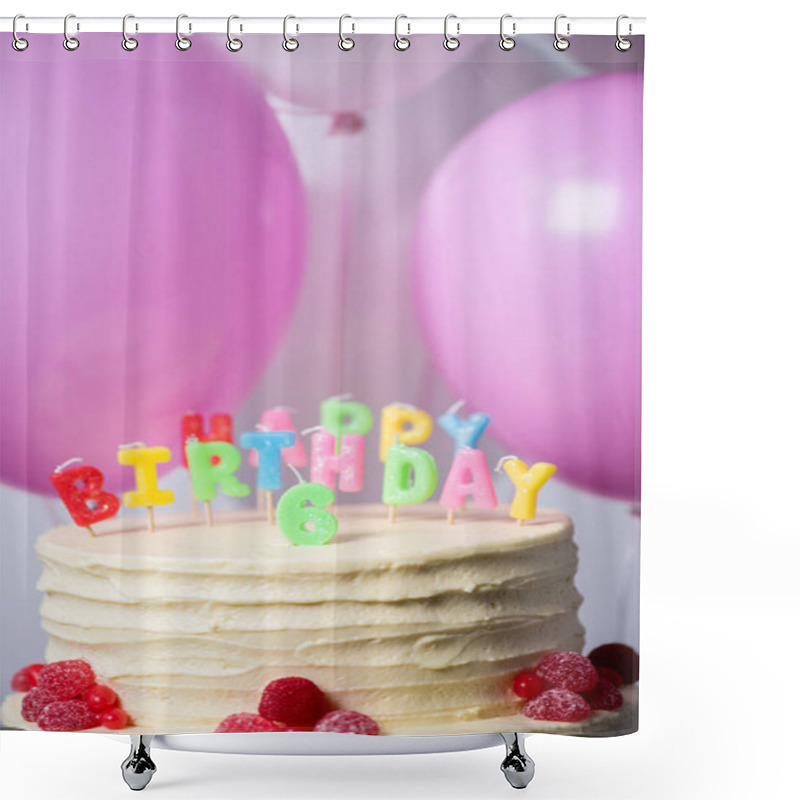 Personality  Birthday Cake With Number Six Shower Curtains