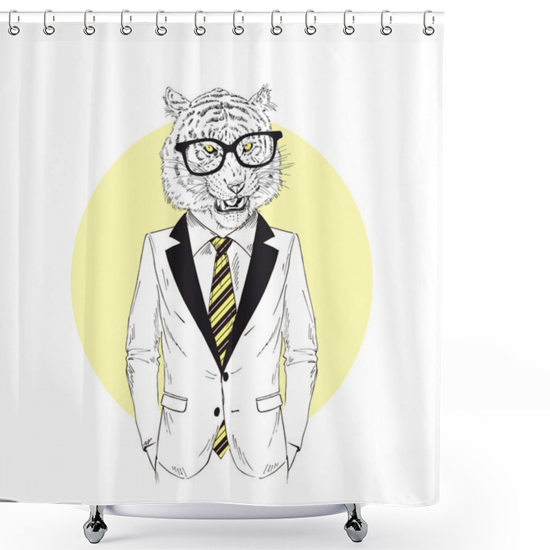 Personality  Roaring Tiger Dressed Up Shower Curtains