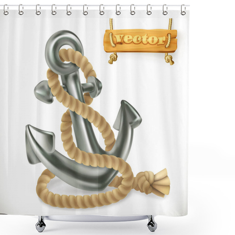 Personality  Ship Anchor With Rope Shower Curtains