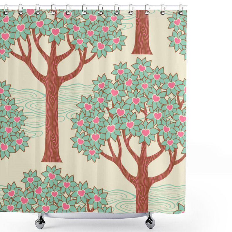 Personality  Trees With Hearts Shower Curtains