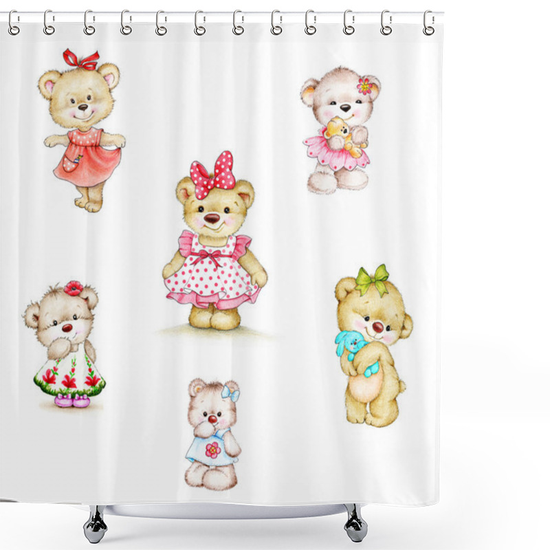 Personality  Teddy Bear Girls Shower Curtains